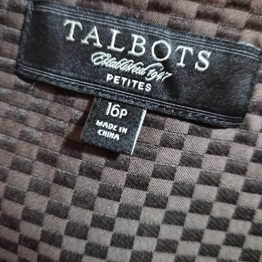 Talbots Petites Silk Blend Sheath Dress & Cropped Jacket Set Brown Size 16P - Picture 2 of 16